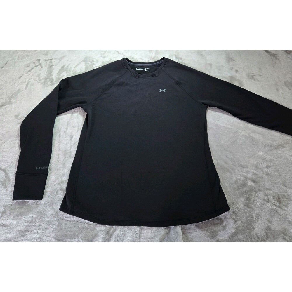 Under Armour Women Base 4.0 Crew Neck Shirt Black ColdGear Thermal Baselayer L